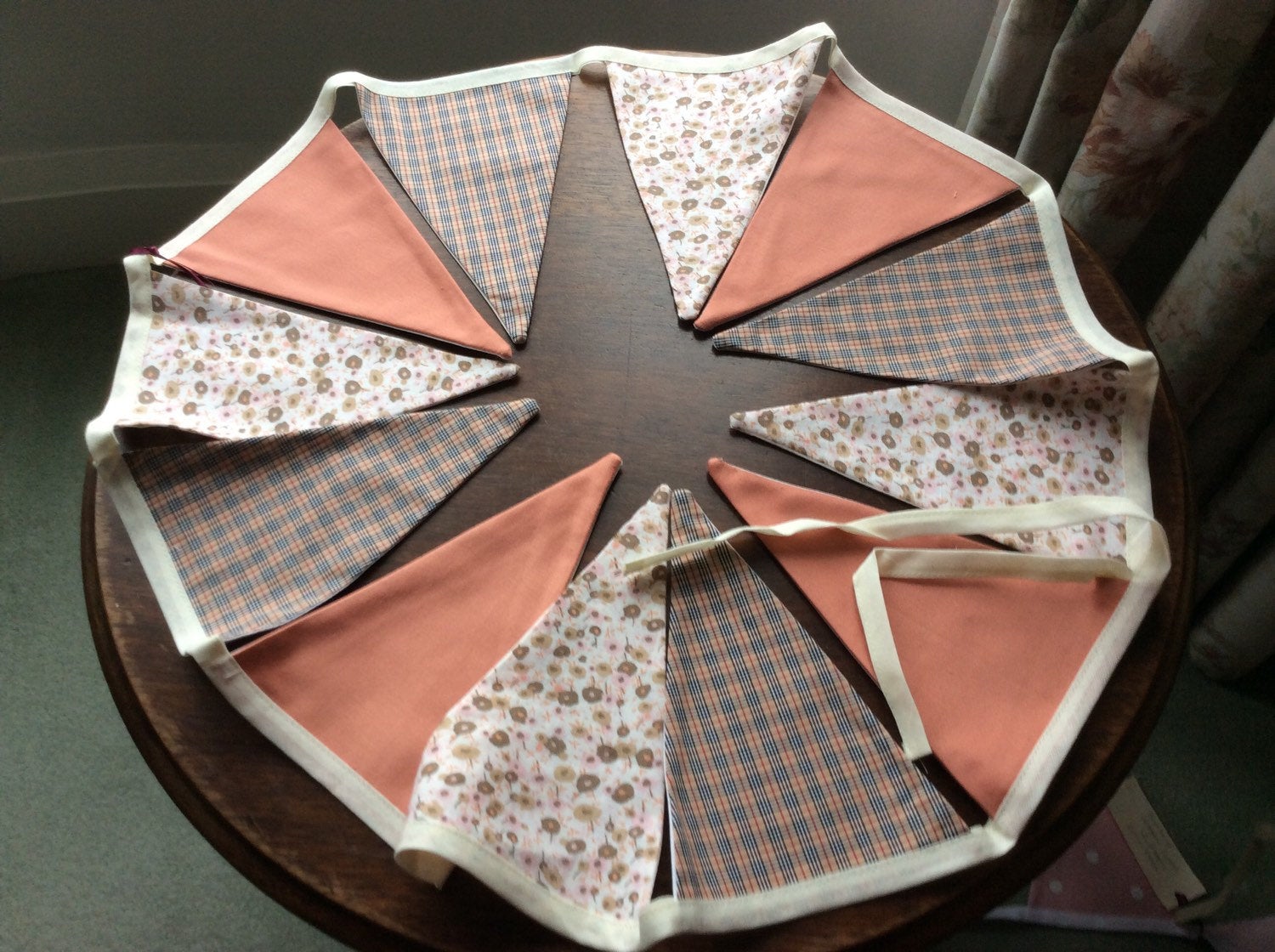 Bunting - peach and beige flowers