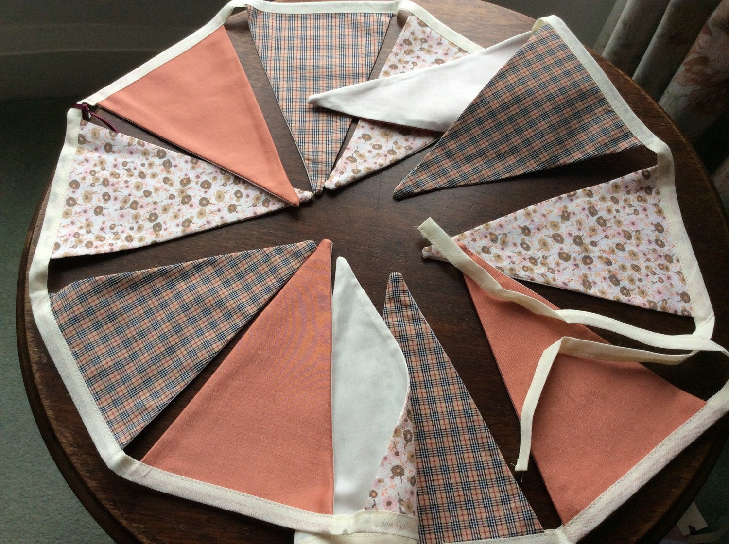 Bunting - peach and beige flowers