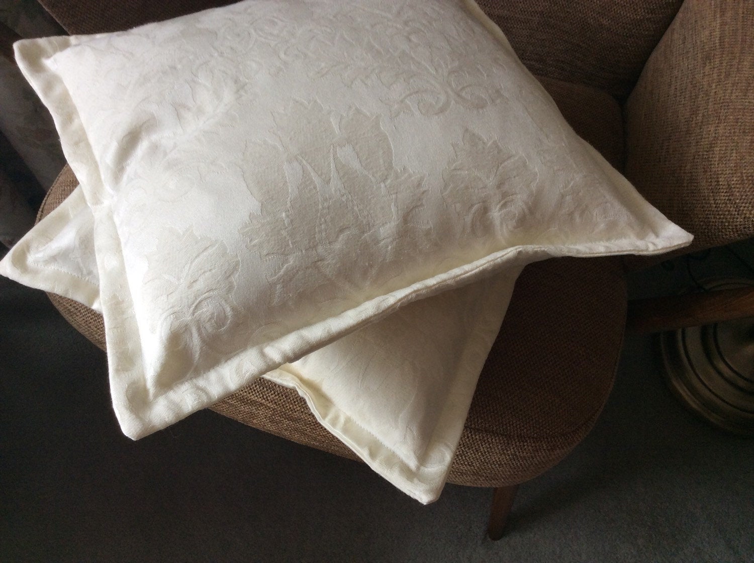 Cushion - cream brocade